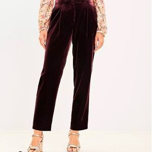 Loft Velvet Pleated Tapered Pants